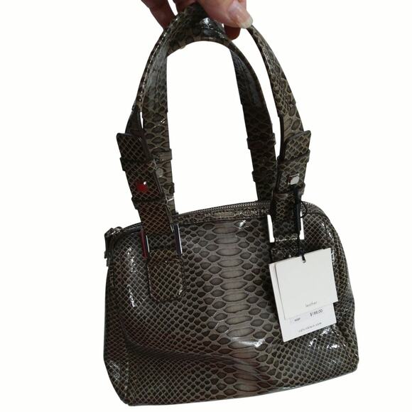 Gorgeous Calvin Klein leather snakeskin pattern satchel purse NWT - Picture 2 of 10
